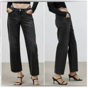 Zara the indie pant black denim straight leg jeans 4